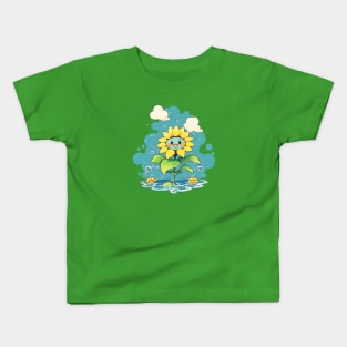 Cute sunflower under the rain Kids T-Shirt